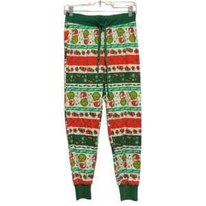 GRINCH Santa Pajama Bottoms Joggers S Drawstring Waist DR. SEUSS Christmas Pants